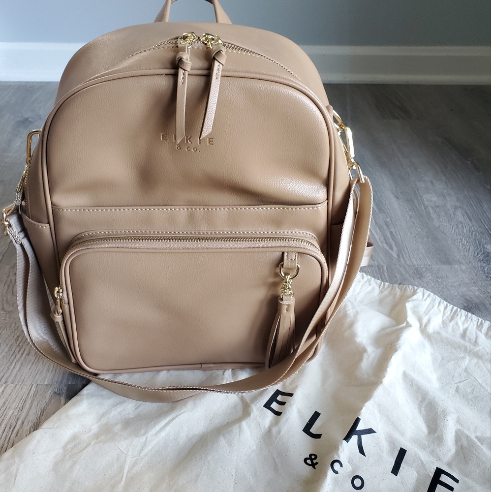 Elkie and Co. Aspen Midi Backpack in Tan Vegan Leather